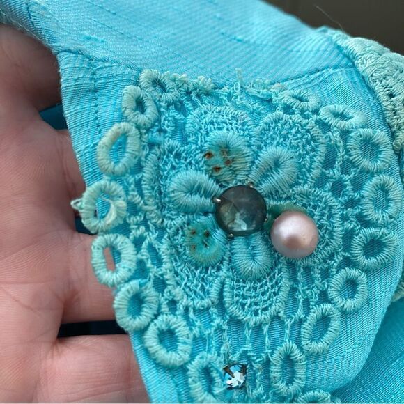 Alfred Werber of Saint Louis Vintage Dress Rhinestone Pearls Lace - Picture 6 of 6